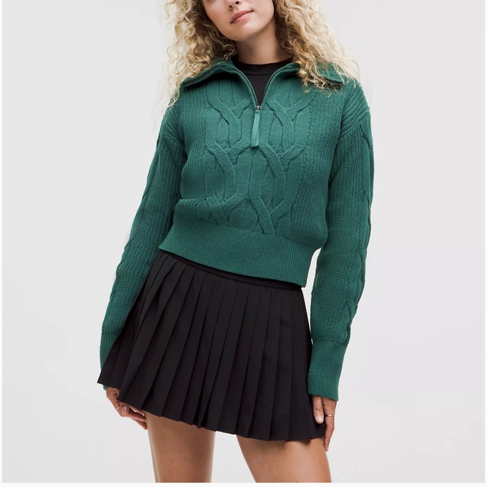 Lululemon Cable-Knit Oversized Half Zip in Storm Teal / Green size Medium